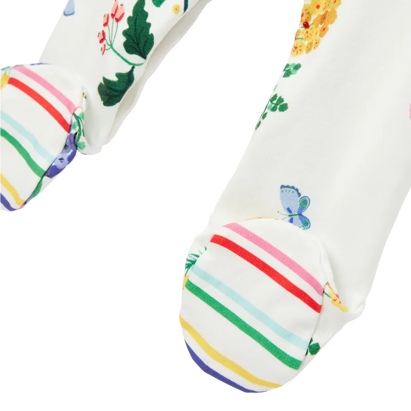 Joules Razamataz Printed Babygrow - White Garden Floral-3